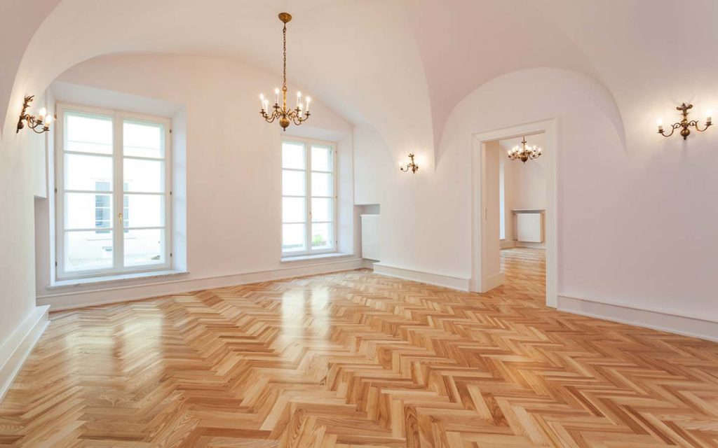 parquet flooring in room